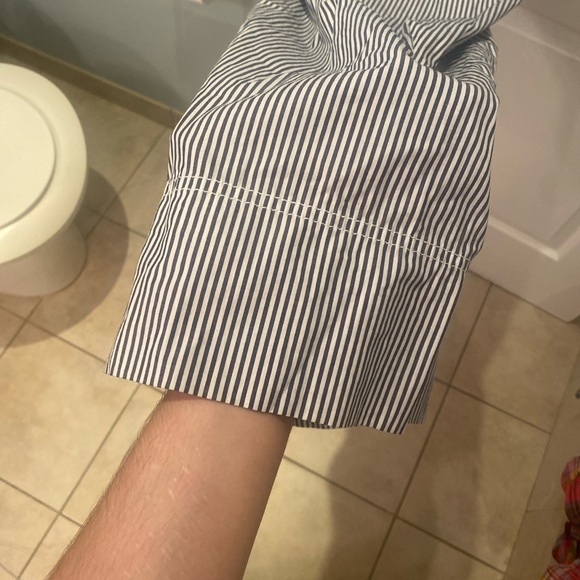 J.CREW COTTON STRIPED POPLIN TIE WAIST JUMPSUIT in greyish-blue and white stripe - Picture 10 of 11